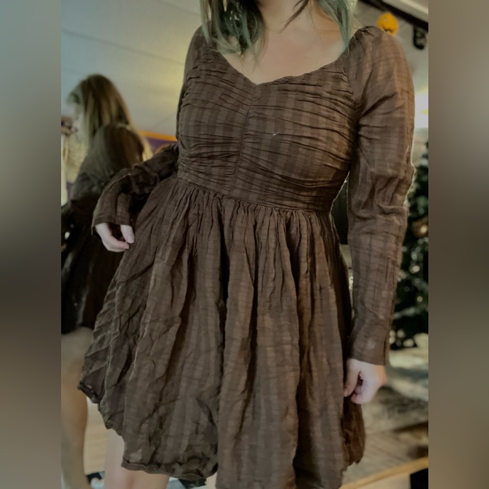 American Eagle Plaid Long Sleeve Dress